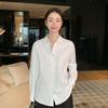 2026 Spring Women's Minimalist Light Blue Loose Long Sleeve Lapel Shirt