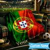 Custom Name Portugal Flag Design Flannel Blanket, Use for Birthday/Holiday Gift, Soft Blanket for Sofa/Bed/Camping/Office, Home Decor