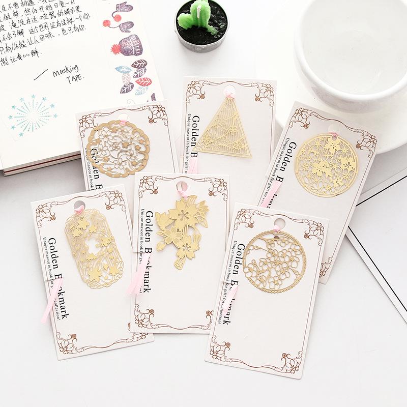 8 pcs Sakura Golded bookmarks Chinese Vintage leaf Metal book marker Stationery office School A6517