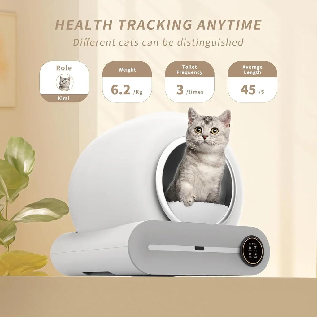 65L Fully Automatic Smart Cat Toilet APP Controlled Silent Splash-proof Easy-to-clean Odor Removal Cat Litter Box Pet Supplies