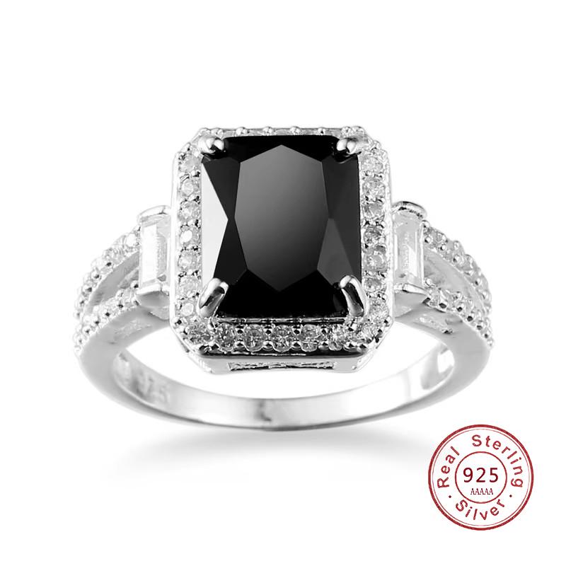 

Real 925 Sterling Silver Ring for Women Black Zircon Stone Ring for Women Romantic Gift Engagement Jewelry Anillos Mujer 6