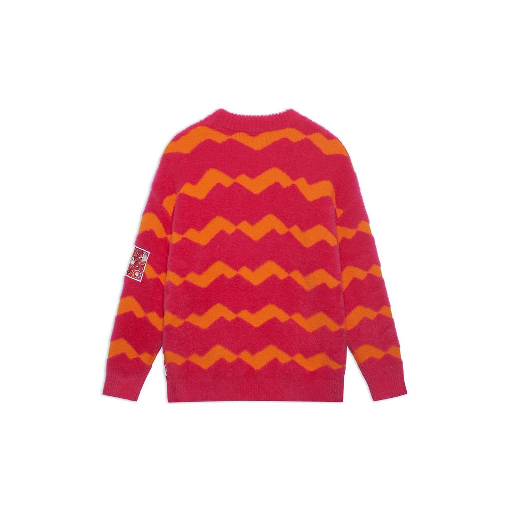Li Ning Wave Pattern Knitted Round Neck Sweater Unisex Sweater Bright-Pink AMBT051-2
