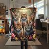 1PC Cat Print Flannel Blanket, High quality Comfortable for All Seasons, Home Decor, Warmth and Comfort