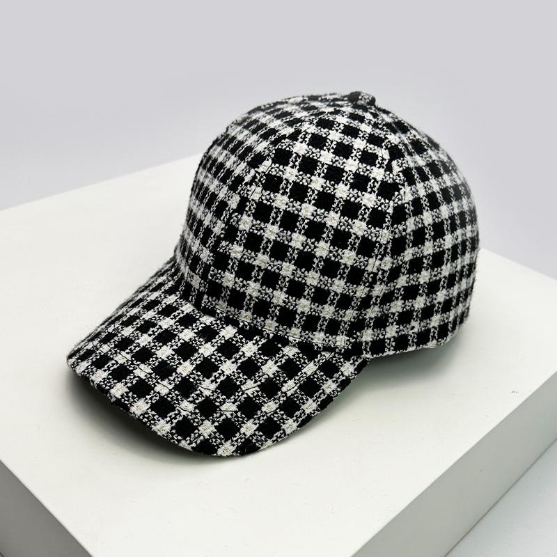 Herbst und Winter Neue Herren Damen Warmer Wollstoff Streifen Karomuster Baseballkappen Vielseitige Mode Britischer Stil Retro Hahnentrittmuster