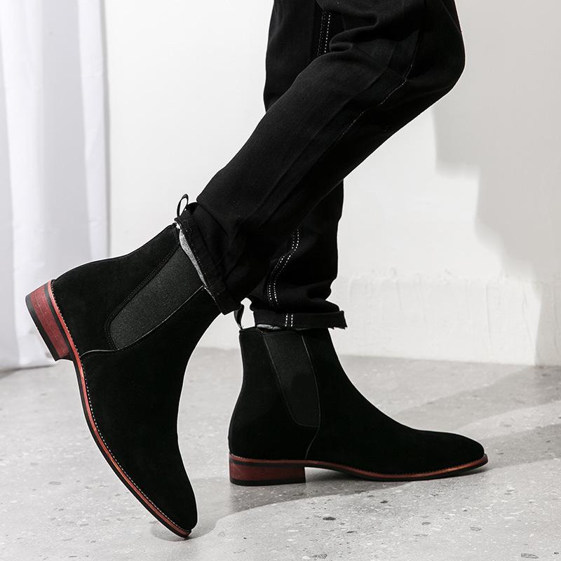 Men's Large Suede Chelsea Boots: Slip-On Business Style, Retro Design, Versatile European & American Fashion