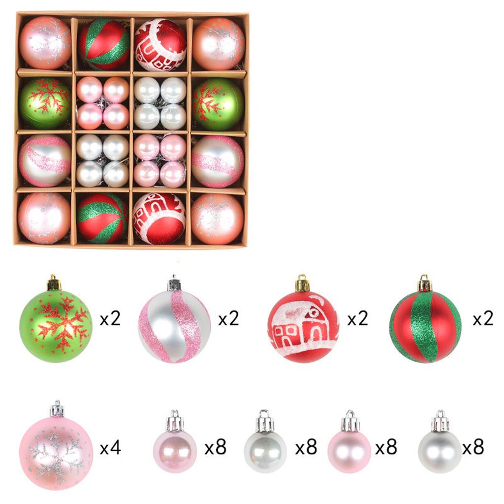 44pcs Christmas Decoration Balls Christmas Tree Hanging Balls Snowflake Balls