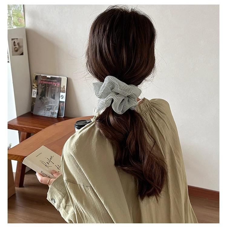 Korean Polka Dot Hair Tie: Soft, Versatile Accessory for Spring/Summer – Blogger-Style Large Scrunchie