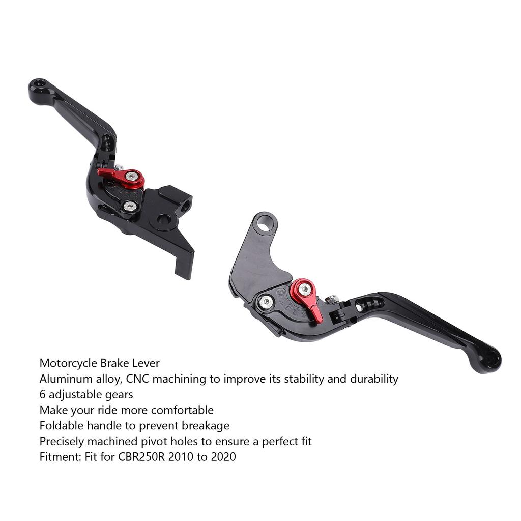 2PCS Motorcycle Brake Clutch Lever 6 Gear Adjustable Better Braking Performance Aluminium Alloy Foldable for CBR250R 2010 To 2020