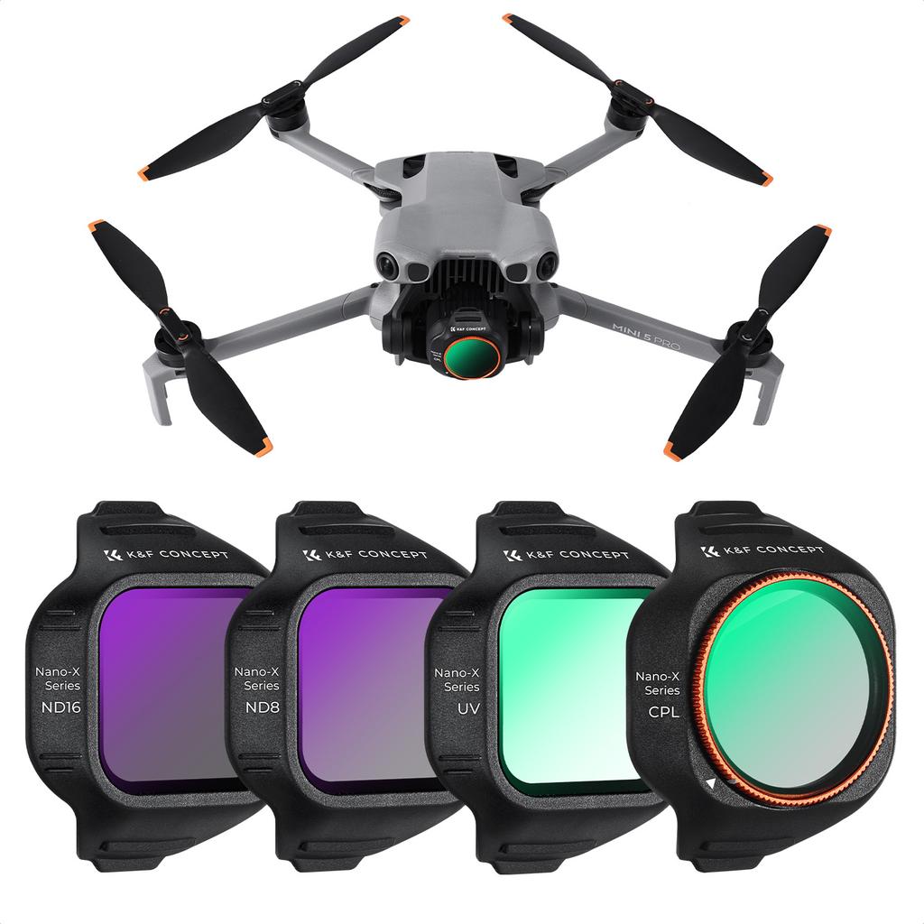 K&F CONCEPT UV CPL ND Filters Set for DJI Mini 5 Pro Drone Accessories 4 Pack CPL UV ND8 ND16 Filter Multi-Coated Optical Glass