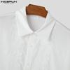 INCERUN Summer Men Turn-down Collar Half Sleeve Lace Patchwork Casual Shirts