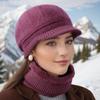Women's Warm Knitted Winter Hat Warm Hat with Padded Fleece Lining and Ear Protection with Sun Visor Brim