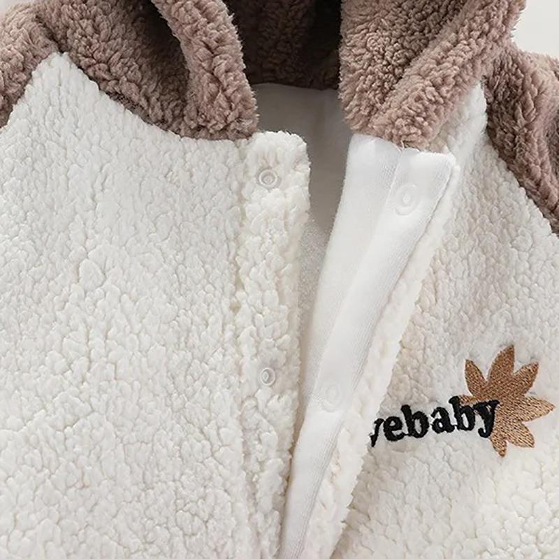 Coral Fleece Baby Jumpsuit Cartoon Hooded Newborn Romper Autumn Winter Warm Toddler Onesie Thicken Cotton Infant Outfit 0-24M