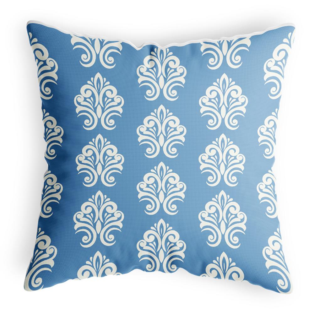 Blue and White Porcelain Style Pillow Cover Retro Home Bedside Wooden Sofa Pillow Cover Cotton Linen Polyester Living Room Chair Cover