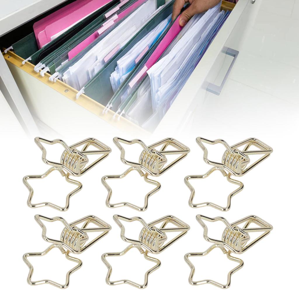 100Pcs Star   Clips Hollow Out Cartoon   Strong Clamping Sturdy Small Paper Clips for Documents Clothes Papers