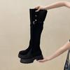 Two wear folded thick-soled boots for women in the autumn and winter of 2025, the new small thick-soled big-tube circumference is thin and tall boots.