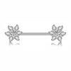 Sexy Body Piercing Jewelry Surgical Steel Zircon Flower Nipple Ring(Silver)