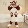 Kids Flannel Pajamas Set Boys Girls Warm Long Sleeve Top And Pants Sleepwear Winter Home Nightwear