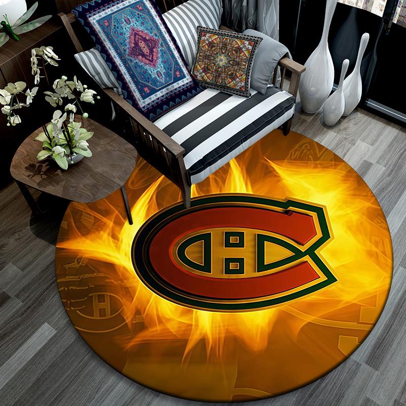 Montreal Canadiens2 Round Area Rug,Carpet Rug for Living Room Bedroom Sofa Playroom Decor,Non-slip Floor Mat