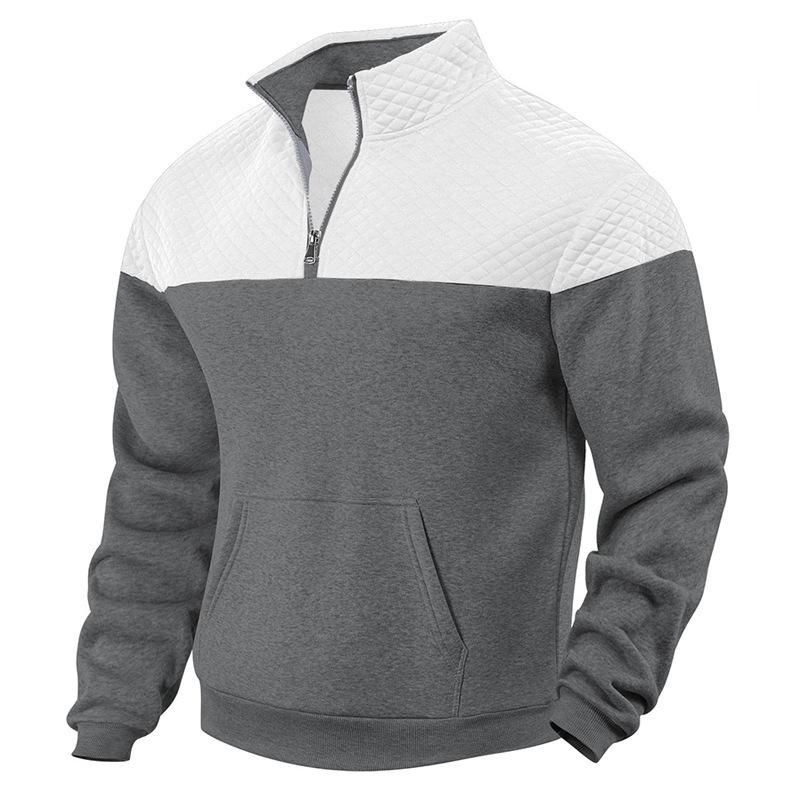 Lässiges Herren Sweatshirt mit Farbblockdesign, locker, übergroß, Stehkragen, Reißverschluss