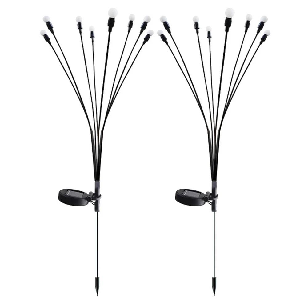 

2 шт. Садовые светильники на солнечной батарее, раскачивающиеся на ветру, 8 светодиодов, яркие, в виде светлячков, взрыва звезды, IP65 водонепроницаемые, для газона, дорожки, патио