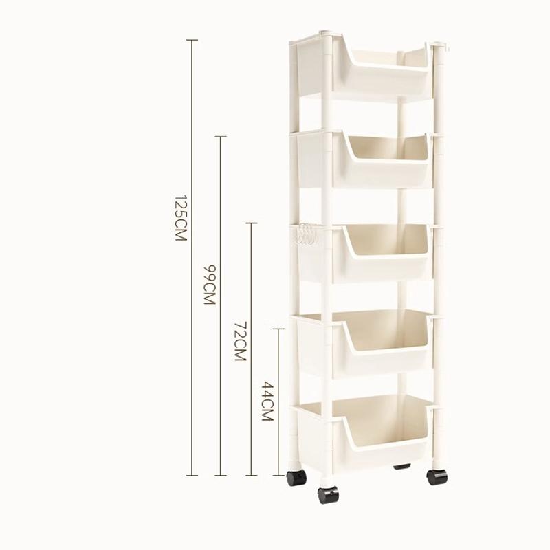 Trolley Bookshelf Living Room Movable Storage Rack Multilayer Bookshelf with Wheels Large Capacity Floor Type Kitchen Shelf
