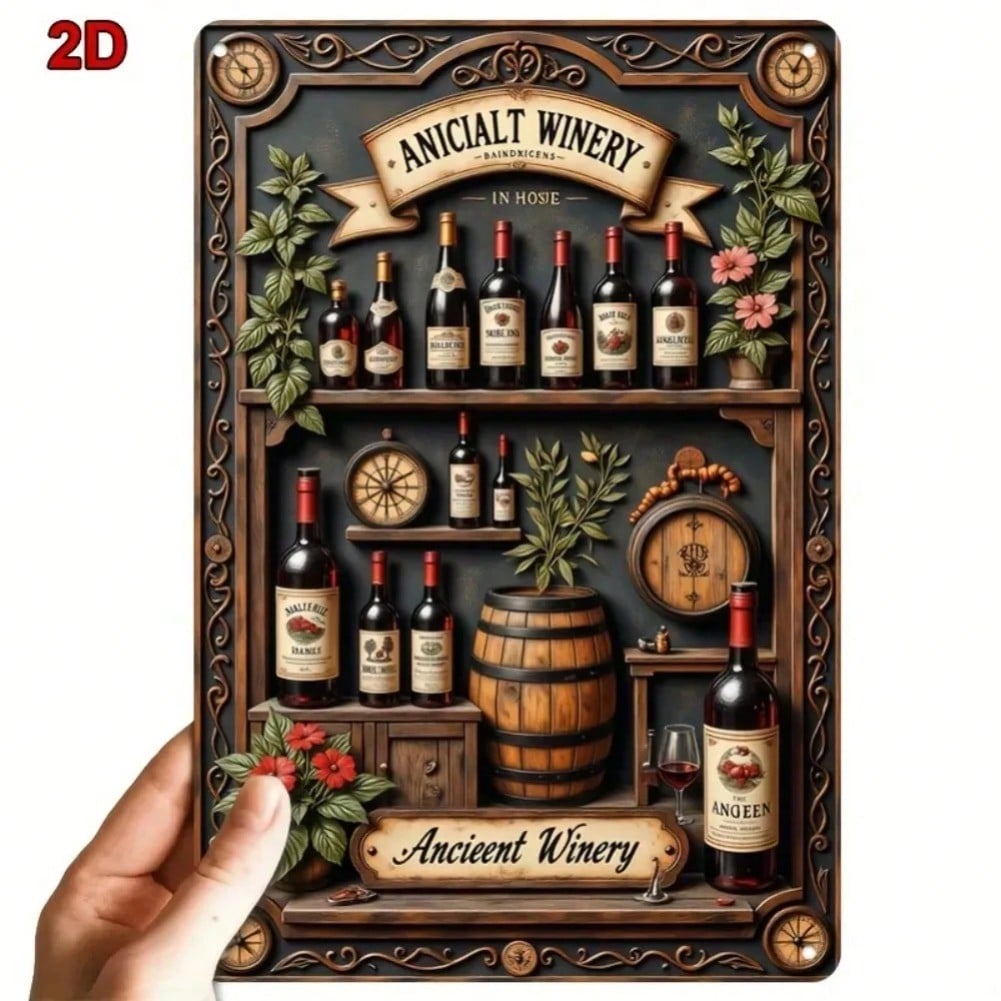 

Винтажная металлическая табличка Вино Декор для деревенского бара, погреба Искусство TYA29261-20x20cm разноцветный