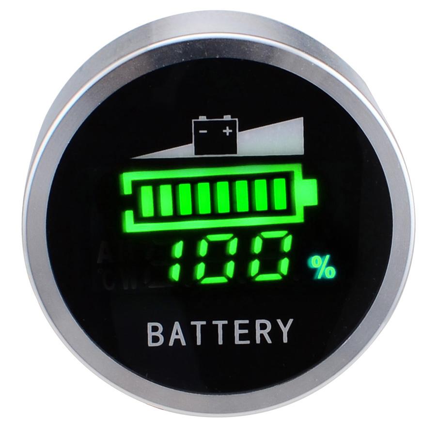Battery Indicator 24V 36V 48V 60V 72V Round LED Battery Capacity Indicator Voltage Meter Tester for eBike Electric Solar Boat