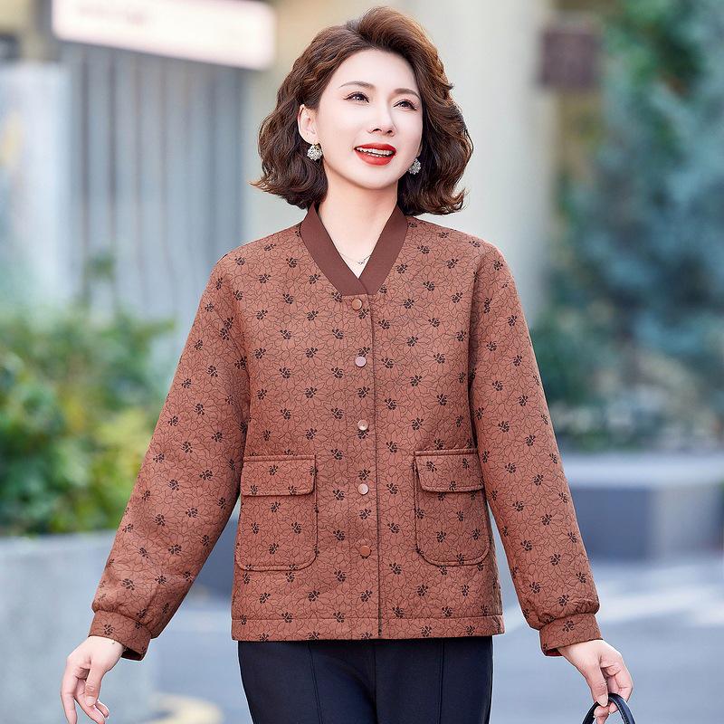 Spring Fashion Print Jacket for Middle-Aged Women 2025 - Trendy, Loose-Fit Design
