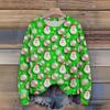 Women's Christmas Print Cardigan Long Sleeve Round Neck Knit Top