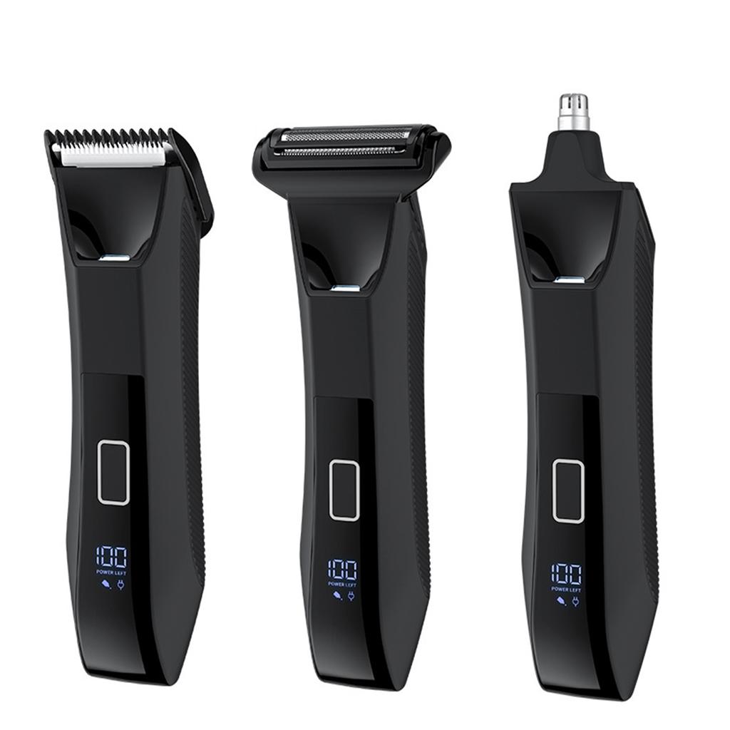 Body Hair Trimmer for Men 3-In-1 Pubic/Nose Hair Trimmer Foil Shaver Kit with LED Light 7200RPM