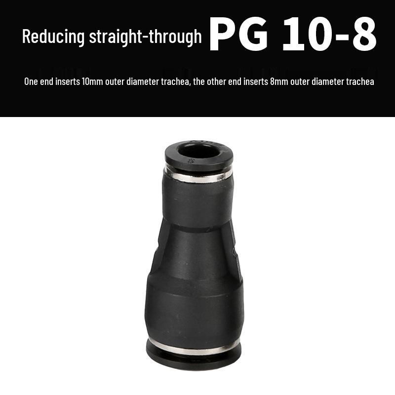 Straight Quick Push-In Pneumatic Air Tube Connector, PU Sizes 6-16, Plastic Two-Way Joint