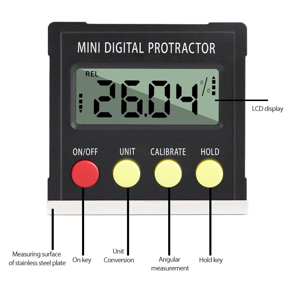 Panoramic Angle Gauge Mini Digital Protractor 360° Electronic Level Box Inclinometer Angle Gauge Magnetic Base Measuring Tools