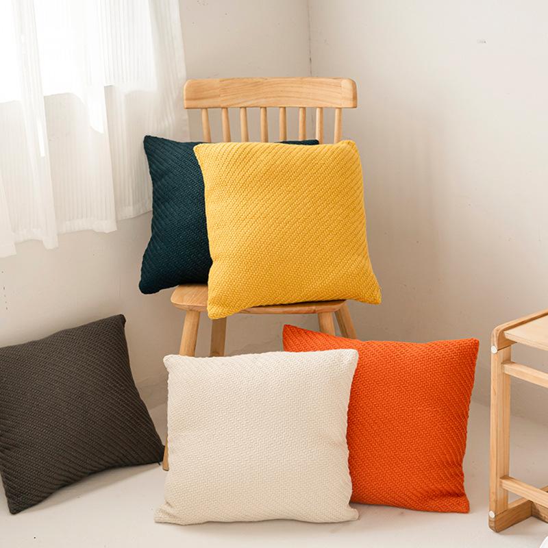 Nordic Style Knitted Pillowcase with Core Square Living Room Cushion Living Room Ins Light Luxury Sofa Cushion Cover