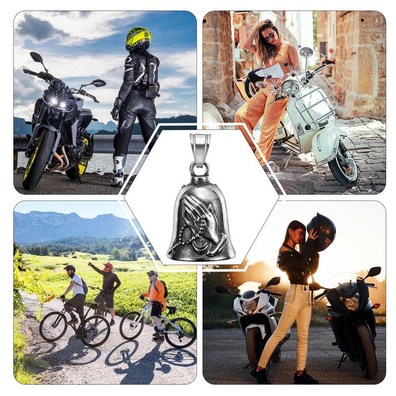 Dzwonek motocyklowy Szczęścia Modląca się ręka Dzwonek szczęścia Wieszak 3D Dzwonek motocyklowy Vintage Szczęście Dzwonki motocyklowe Dzwonek motocyklowy Motocyklista dla motocyklisty Dobry