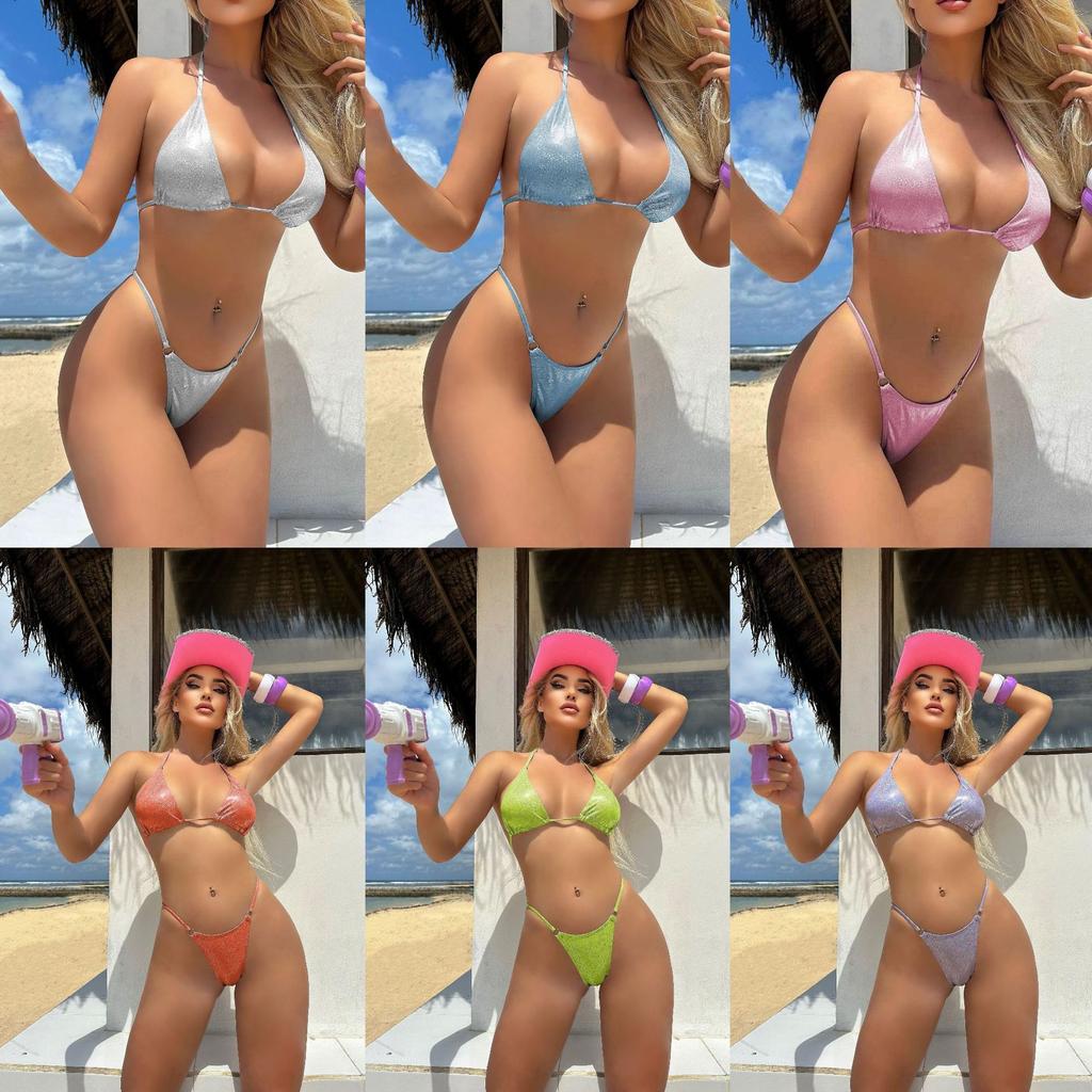 New sexy T-shaped split shiny bikini bikini