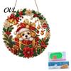 Handmade Christmas Home Decor Faux Diamond Art Ornament, DIY Santa Claus Sun Catcher Kit, Rhinestone Parent Child Interactive Crafts Xmas Wreath