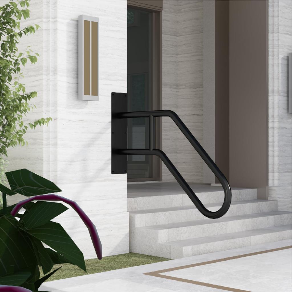Outdoor Steps Handrails 1-3 Step Exterior Porch Stair U Shaped Wall Mount Safety Grab Bars for Elder