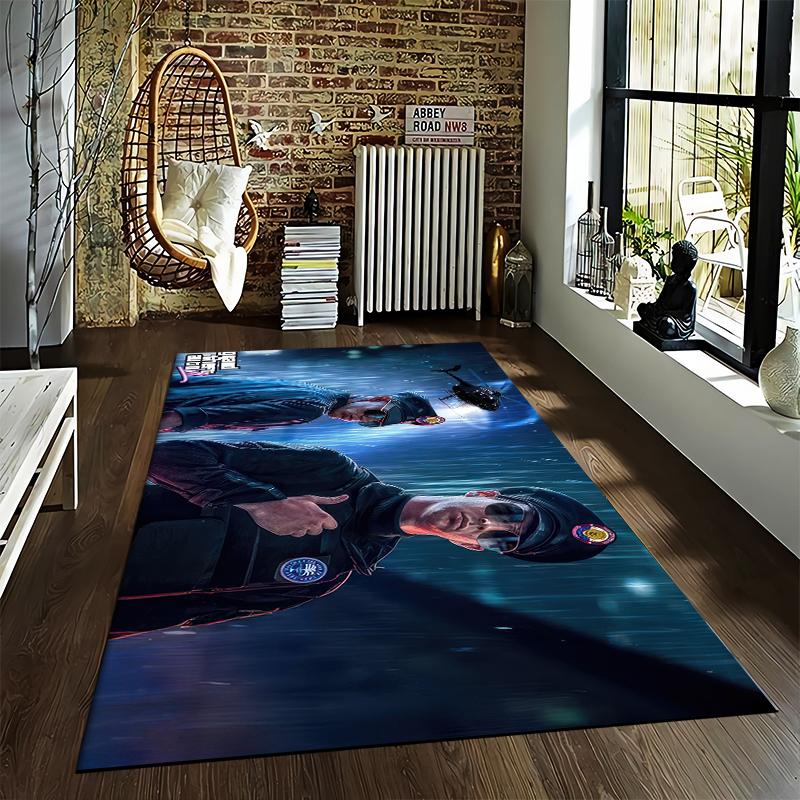 GTA Police Printed Flannel Carpet Non-Slip Suitable for Bedroom, Living Room, and Children's Room Decoration