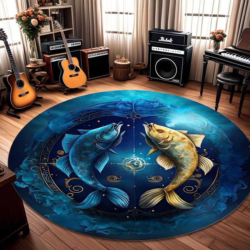 

New Modern Geometric Round Rug, Bedroom/study/computer Chair Mat, Office/gaming Chair Non-slip Carpet Light Luxury Home Décor 80cm