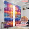 2pcs  2D plane printing Curtain Popular Beach Sunset Sea Polyester Fabric (without rod) Outdoor Decorations Ldeal for Bedroom