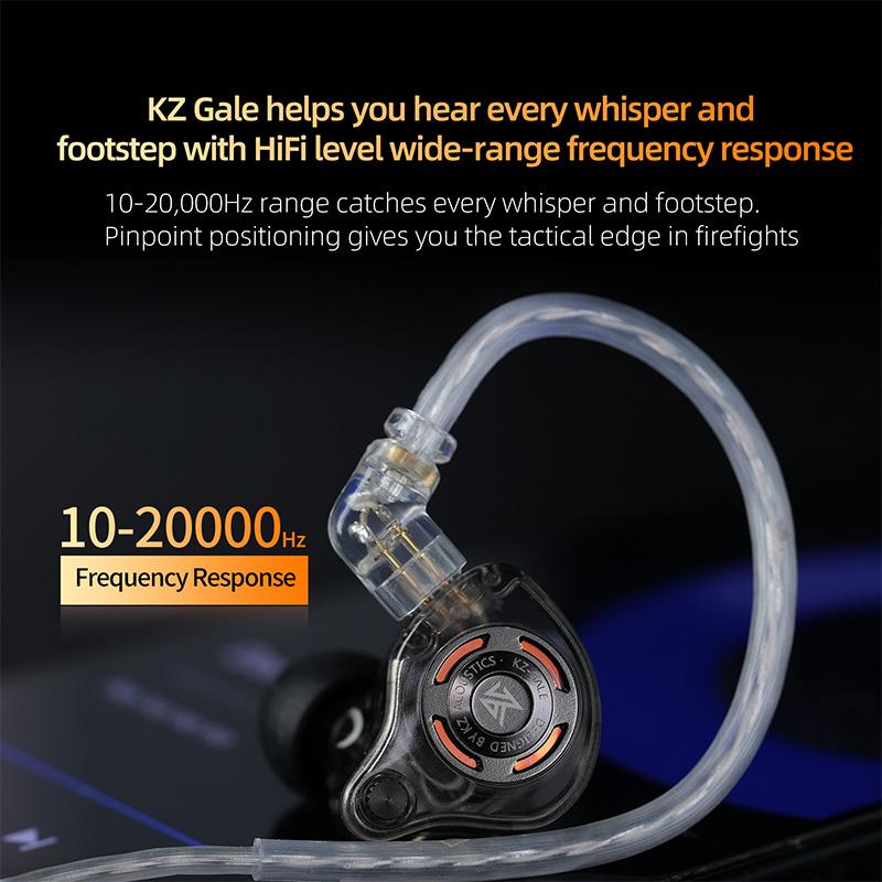 KZ Gale Écouteurs Intra-auriculaires Gaming E-sports Bass Métal Écouteurs 3.5mm AUX/Type C Casque Pour Jeu Vidéo Scène Son Live