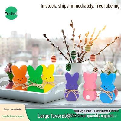In Stock: 6 Easter Tiered Tray Decorations - Wooden Rabbit for Indoor Spring Festival Atmosphere