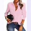 Spring Summer Women's Solid Color Lapel Long Sleeve Shirt Fashion Casual Blouse for Women
