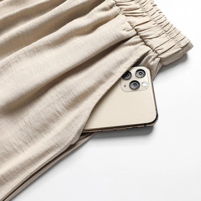 Women's High Waist Wide Leg Pants Elastic Waist Pocket Casual Loose Trousers