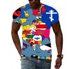 Summer Round Neck 3D Europe Flag Map Graphic Print Top Fashionable Casual Short Sleeved Men's T-shirts