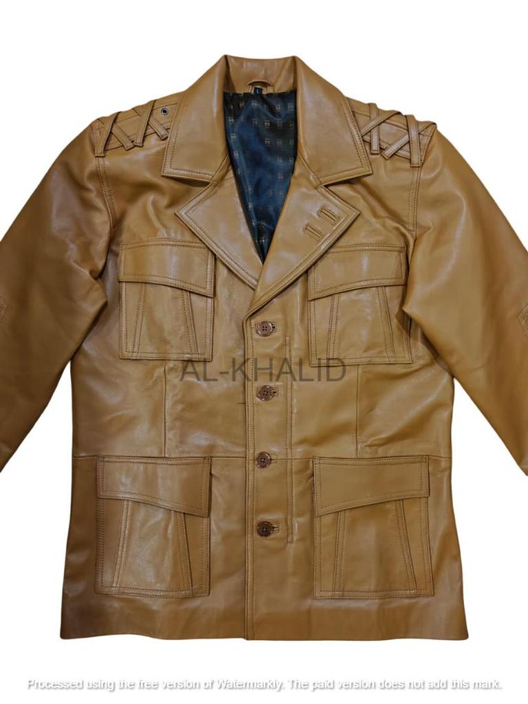 Handmade Formal Party Work Tan Men's Genuine Lambskin Soft Leather Blazer Coat