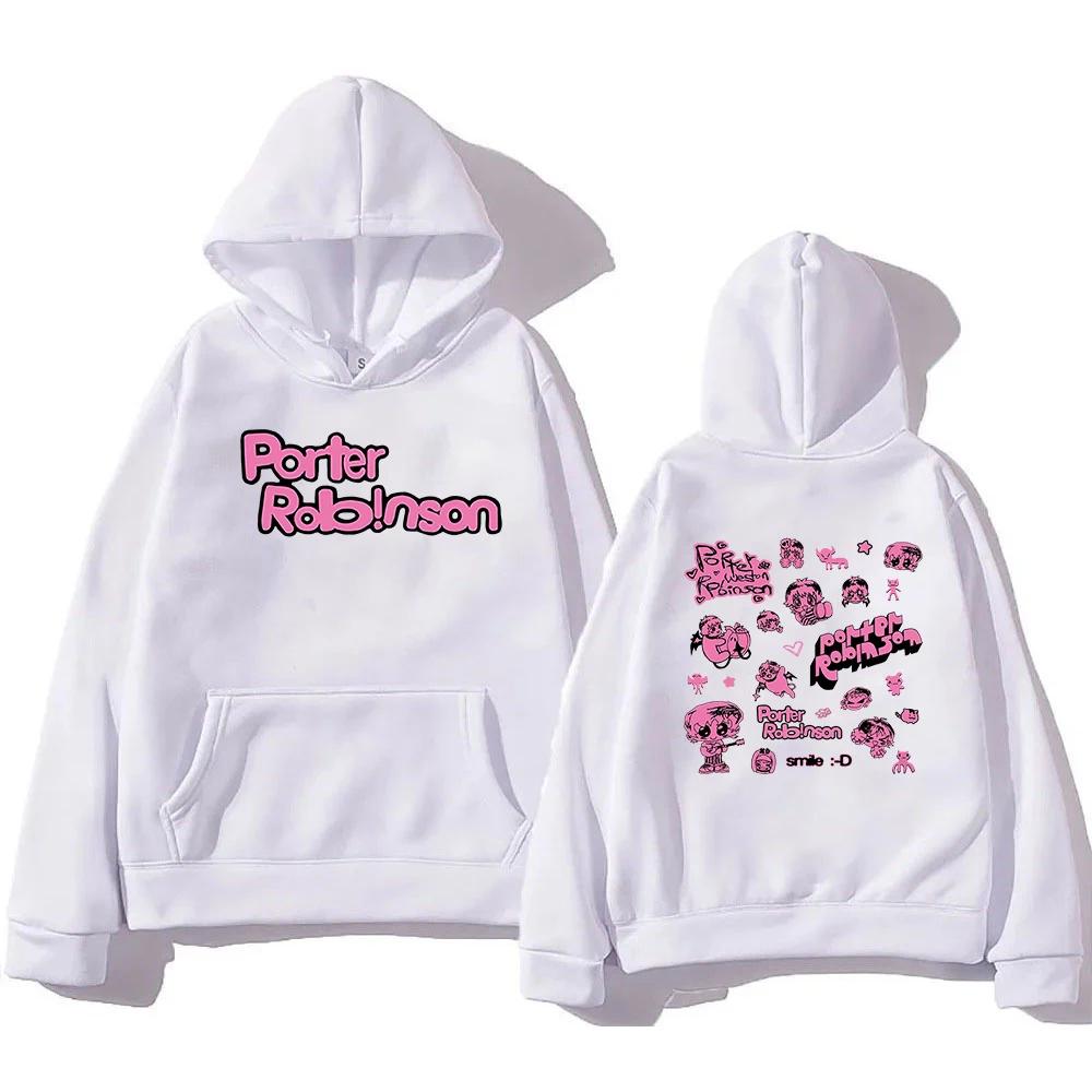 Porter Robinson Smile World Tour Hoodie 2024 – Lustiger Hoodie für Damen und Herren im Harajuku-Stil, Unisex-Winter-Fleece-Pullover