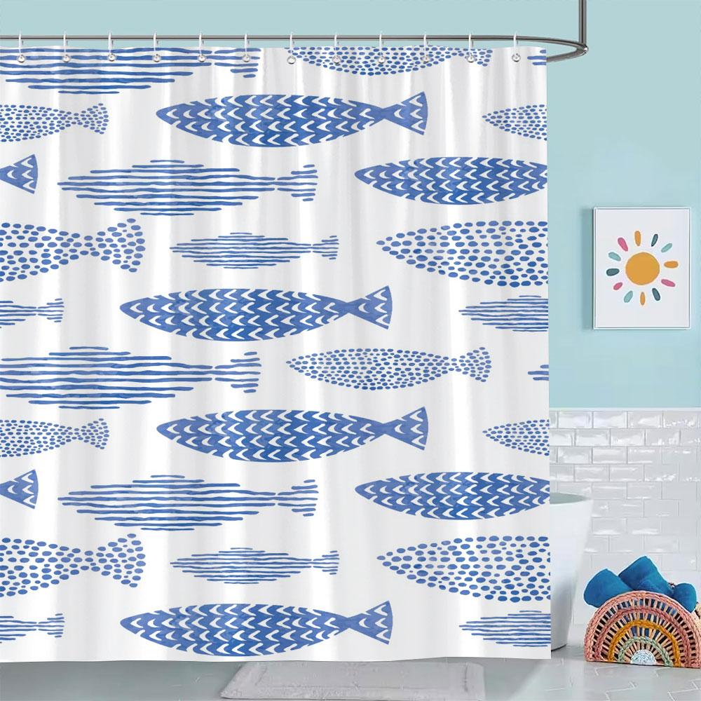 

Занавеска для душа с мультяшным принтом рыбок, лиса, смешные лесные животные, полиэстеровая ткань, детская занавеска для душа, украшение для ванной комнаты с крючками 90x180cm