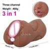 3in1 Realistic Mouth Vagina Anal Plug Male Masturbator Cup Deep Throat Silicone Dildo Moves Masturbation Pleasure Toys for Men