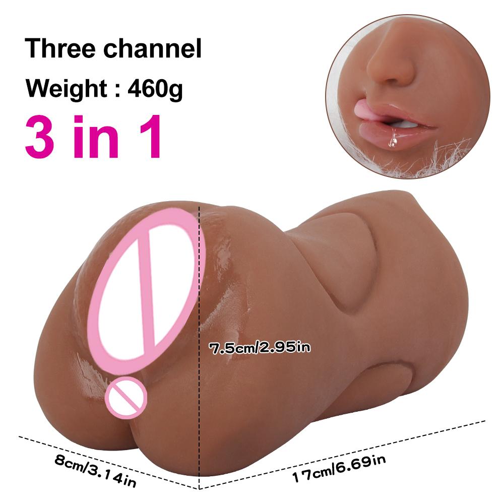 3in1 Realistic Mouth Vagina Anal Plug Male Masturbator Cup Deep Throat Silicone Dildo Moves Masturbation Pleasure Toys for Men